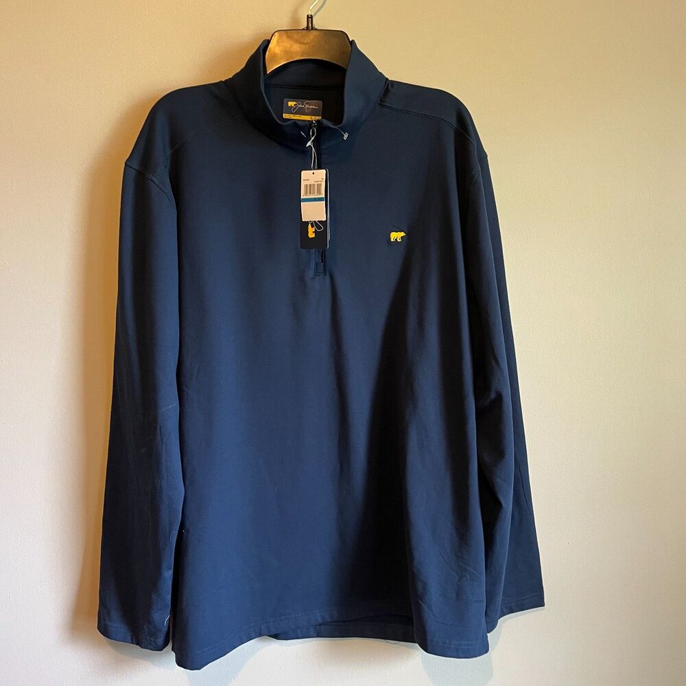 Jack Nicklaus Golf Pullover 1/4 Zip Men's XL Navy Blue Golden Bear NWT JNKSA049